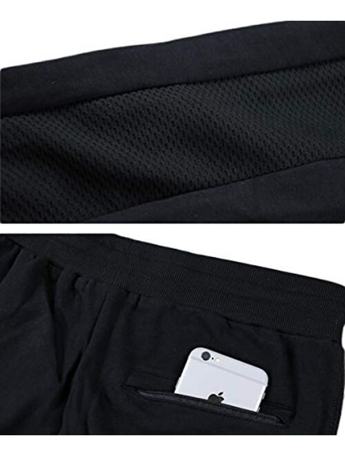 MAGCOMSEN Men's Joggers Sweatpants with 3 Zipper Pockets Regular Fit Closed Bottom Gym Workout Running Pants