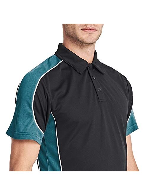 Hiking MAGCOMSEN Men's Polo Shirts with 2 Zipper Pockets Loop Patches Cotton Tactical Shirts for Work Golf Fishing 