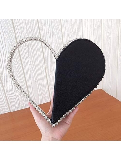 WISFRUIT Cute Mini Heart Shape Evening Clutch Bag, Rhinestone Diamond Frame Wedding Party Purse Handbag for Women