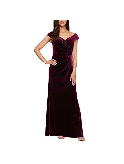 Alex Evenings Women's Long Off The Shoulder Fit and Flare Dress