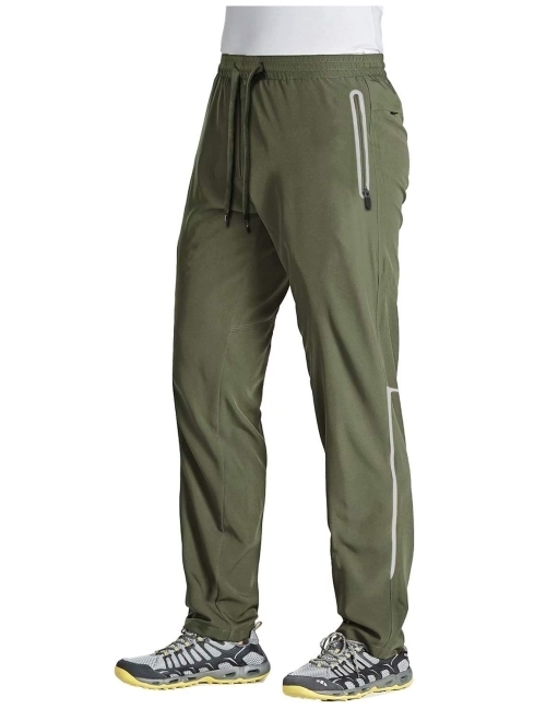 Gym Hiking MAGCOMSEN Men's Quick Dry Running Jogger Pants with Zipper Pockets Open Bottom Sweatpants for Workout 
