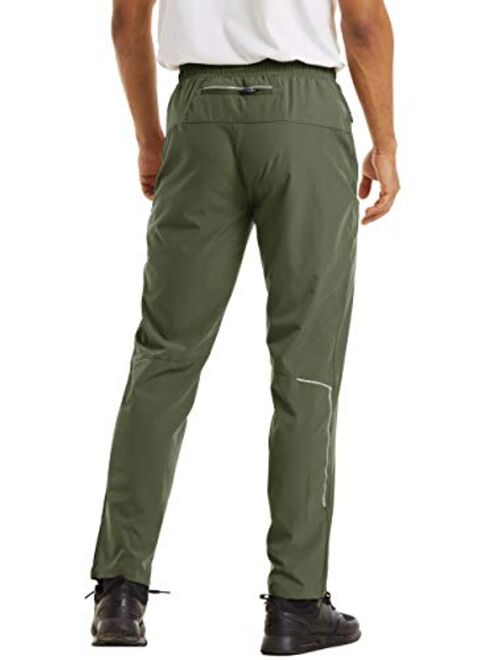 MAGCOMSEN Men's Quick Dry Running Jogger Pants with Zipper Pockets Open Bottom Sweatpants for Workout, Gym, Hiking