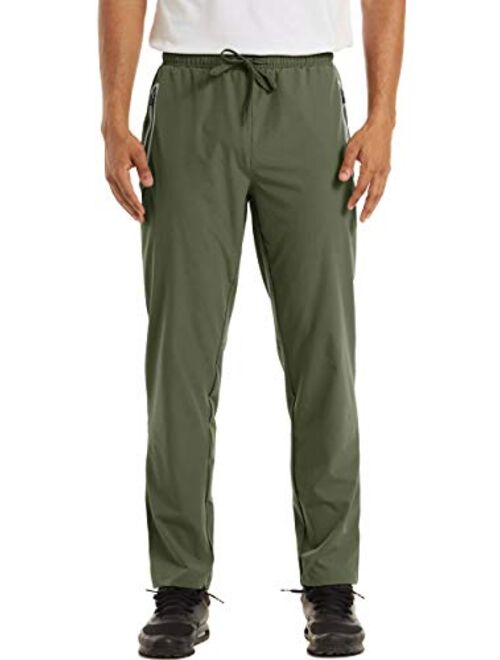 MAGCOMSEN Men's Quick Dry Running Jogger Pants with Zipper Pockets Open Bottom Sweatpants for Workout, Gym, Hiking