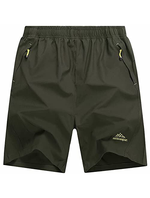 MAGCOMSEN Men's Shorts Quick Dry Athletic Running Shorts with Zipper Pockets for Gym, Workout, Hiking