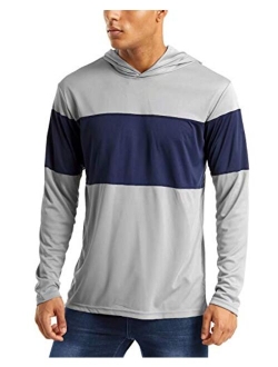 Men's Hooded UPF 50  Sun Protection T Shirts Long Sleeve Athletic Fishing Shirts Rash Guards