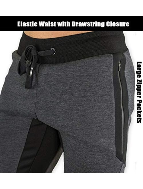 MAGCOMSEN Men's 3/4 Joggers Capri Pants with Zipper Pockets Slim Fit Training Running Workout Capri Joggers