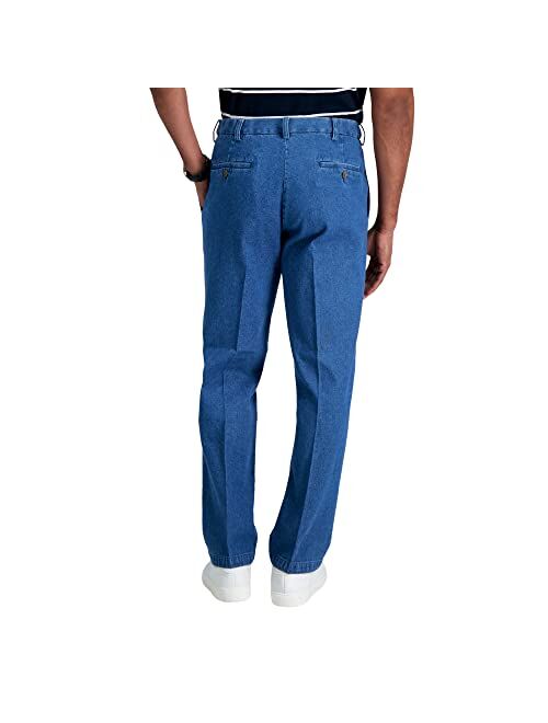 Haggar Men's Work To Weekend No Iron Denim Flat Front & Pleat Pant - Regular and Big & Tall Sizes
