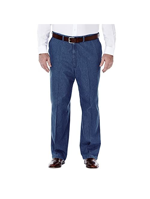Haggar Men's Work To Weekend No Iron Denim Flat Front & Pleat Pant - Regular and Big & Tall Sizes