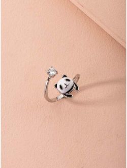 Girls Zircon & Panda Decor Ring