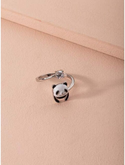 Shein Girls Zircon & Panda Decor Ring