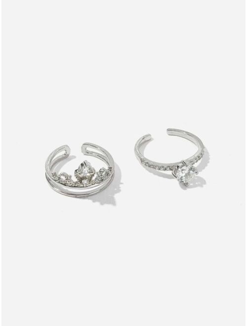 Shein Double Layered Crown Cuff Ring 2pcs