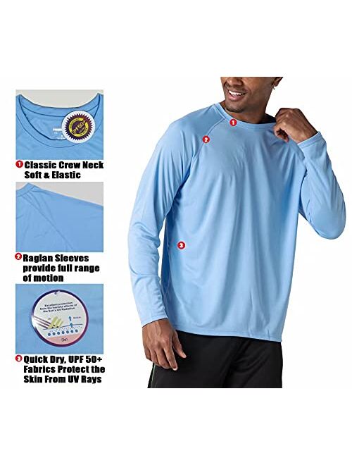 MAGCOMSEN Men's Sun Protection T-Shirt UPF 50+ UV Long Sleeve Moisture Wicking Performance Athletic Shirt