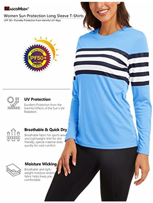 MAGCOMSEN Women Long Sleeve Shirt UPF 50+ Sun Protection for Yoga,Workout,Hiking