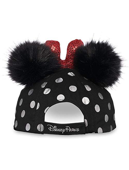Disney Minnie Mouse Polka Dot Pom Pom Baseball Cap with Bow Black