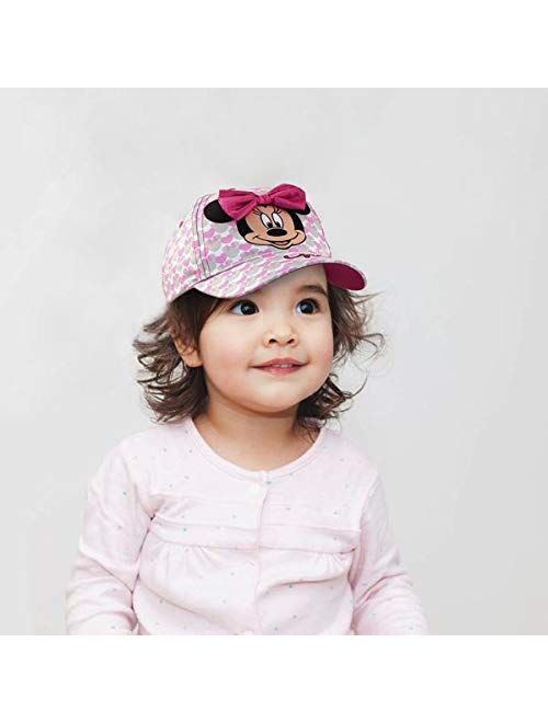 Disney Girls Minnie Mouse Cotton Baseball Cap with 3D Bowtique Bow (Toddler/Little Girls)