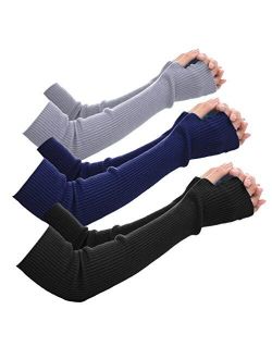 NOVAWO Wool Warm Arm Warmers Super Soft Long Fingerless Gloves for Women
