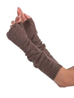 cashmere 4 U Women's 100% Cashmere Long Sleeve Fingerless Mitten Gloves