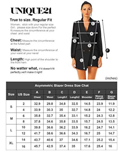 UNIQUE 21 Women Asymmetric Blazer Dress - Ladies Elegant Collar Mesh Long Sleeve Blazer Dresses