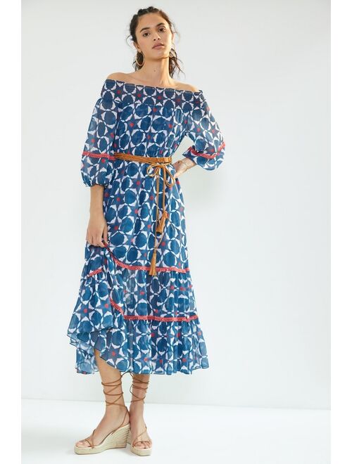 Anthropologie Mosaic Off-The-Shoulder Maxi Dress