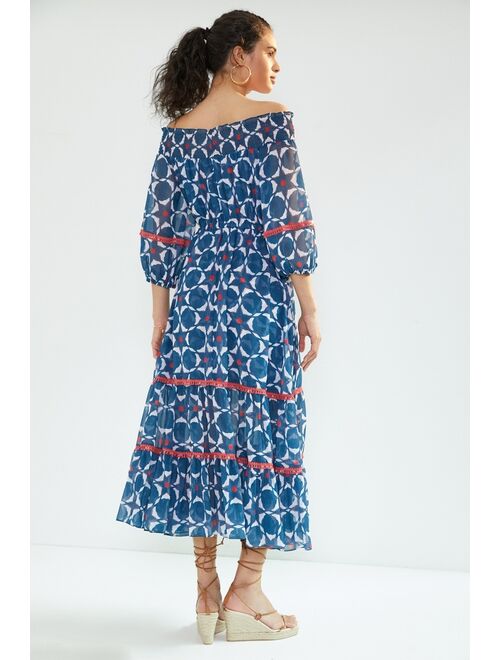 Anthropologie Mosaic Off-The-Shoulder Maxi Dress