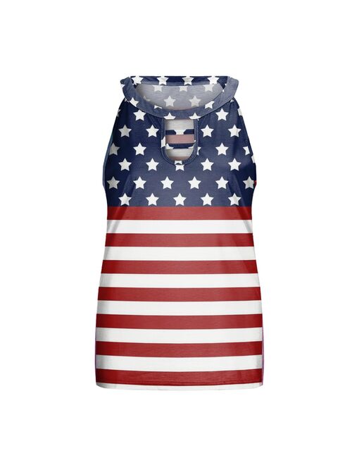 YOUYEDIAN Independence Day Women's Fashion Top Sleeveless Lightweight Vest Patriotic Stripes Star American Flag Print Tank Top