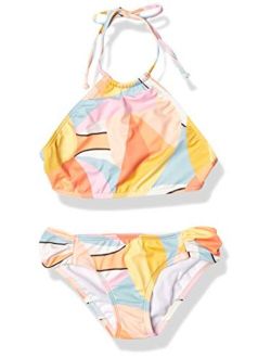 Girls' High Neck Two Piece Bikini Swim Set