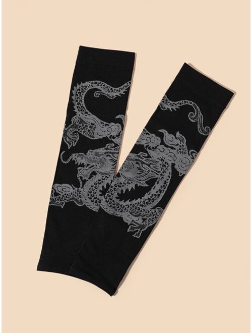 Shein Chinese Dragon Print Long Gloves