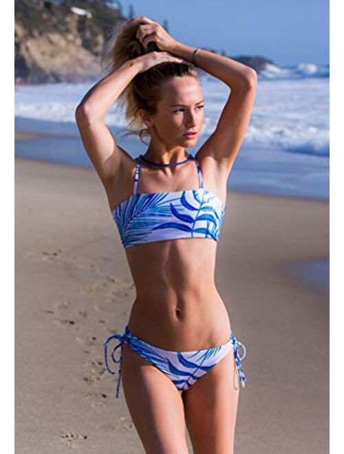 Teen Girls Bikinis, Two Piece Swimwear Set Padded Bandeau Top for Juniors Girls
