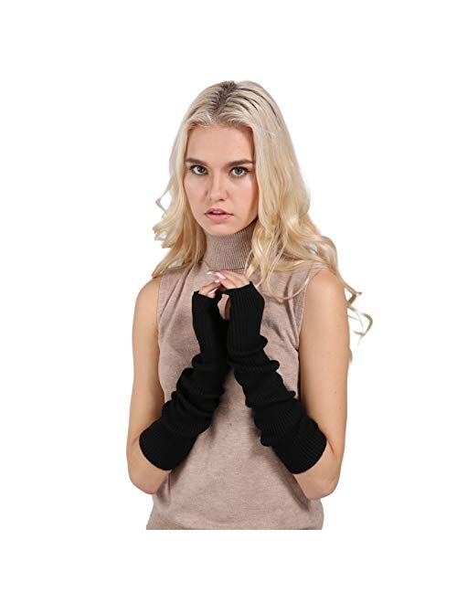 Arm Warmer Gloves Facecozy Warm Cashmere Long Fingerless Gloves for Men and Women Typing Gloves for Computer with Thumb Hole 