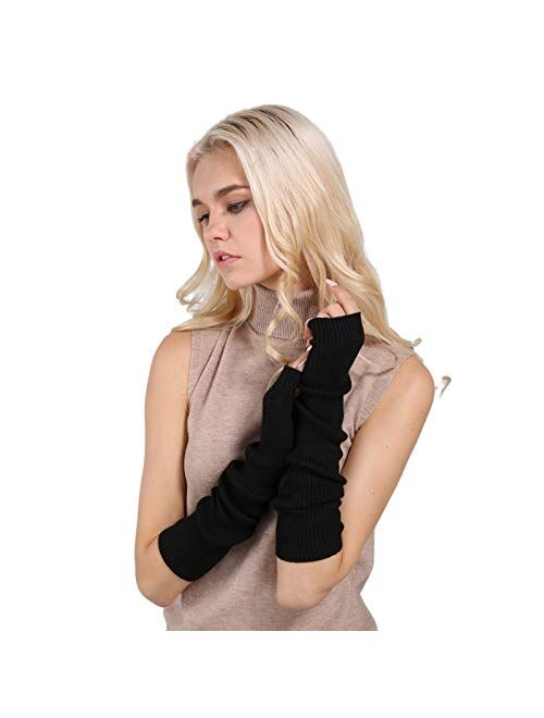 Arm Warmer Gloves, Facecozy Warm Cashmere Long Fingerless Gloves for Men and Women Typing Gloves for Computer with Thumb Hole