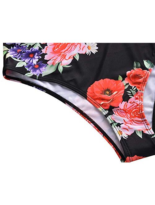Hilor Women's Bathing Suits High Waisted Bikini Set Criss Cross Swimwear Two Piece Swimsuits