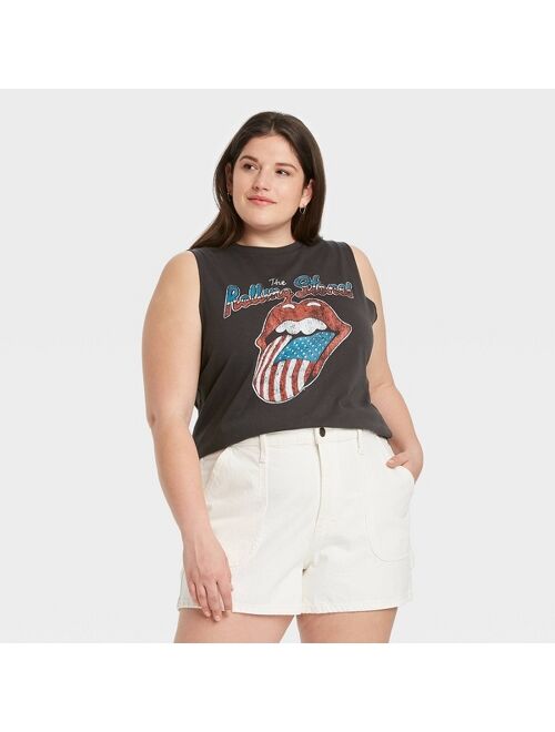 Women's Rolling Stones Americana Graphic Tank Top - Black