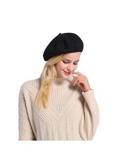 ZHWNSY Berets for Women Wool French Beanies Hat Solid Color Lightweight Casual