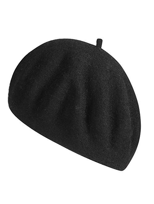ZHWNSY Berets for Women Wool French Beanies Hat Solid Color Lightweight Casual