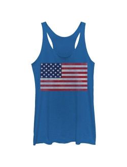 Women's Lost Gods Fourth of July  American Flag Smiley Face Racerback Tank Top