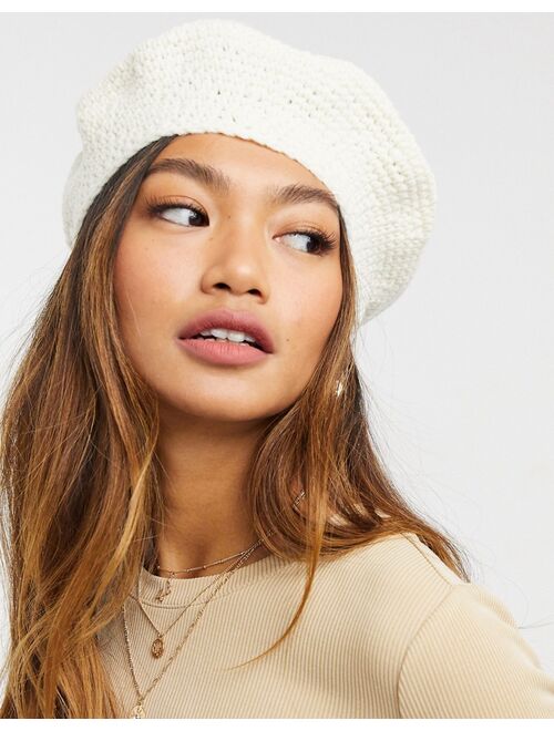 ASOS DESIGN crochet beret in white