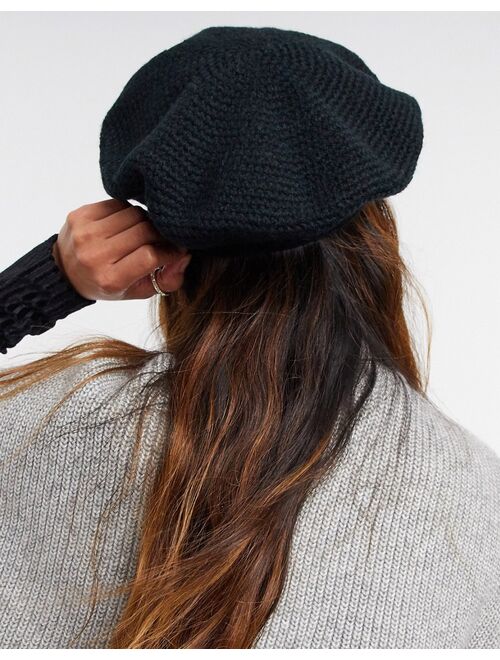 ASOS DESIGN crochet beret in black