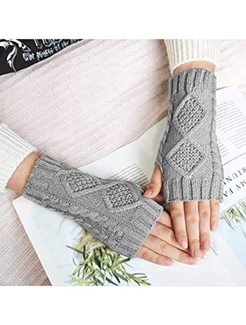 Loritta 4 Pairs Womens Fingerless Gloves Winter Warm Knit Crochet Thumbhole Arm Warmers