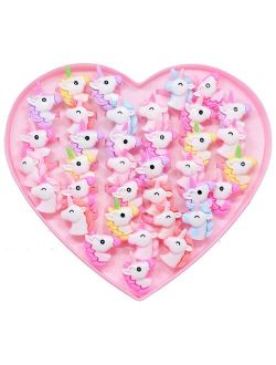 zheFanku 20pcs/Lot Lovely Animal Unicorn Horse Open Kids Rings For Children Girls Adjustable Acrylic Jewelry Birthday Gift