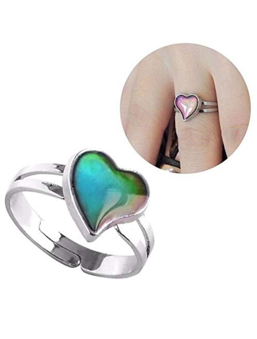 Tattooshe Color Changing Mood Ring Turtle/Butterfly/Unicorn Horse Mood Ring Adjustable Size for Women and Girls 4Pcs Pack