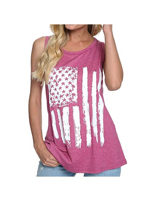 zarmfly Womens American Flag Tank Tops 4th of July Loose Sleeveless Stars Stripes Patriotic T Shirt