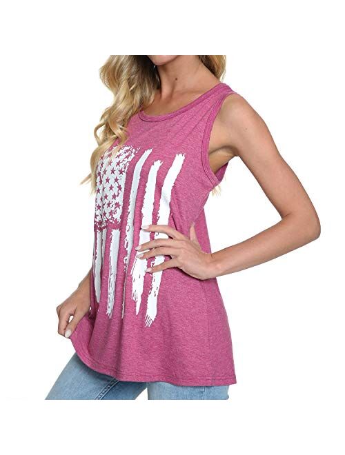 zarmfly Womens American Flag Tank Tops 4th of July Loose Sleeveless Stars Stripes Patriotic T Shirt
