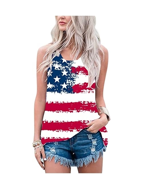 FAYALEQ American Flag T Shirt 4th of July Patriotic USA Flag Shirts Stars Stripe Casual Tees Tops