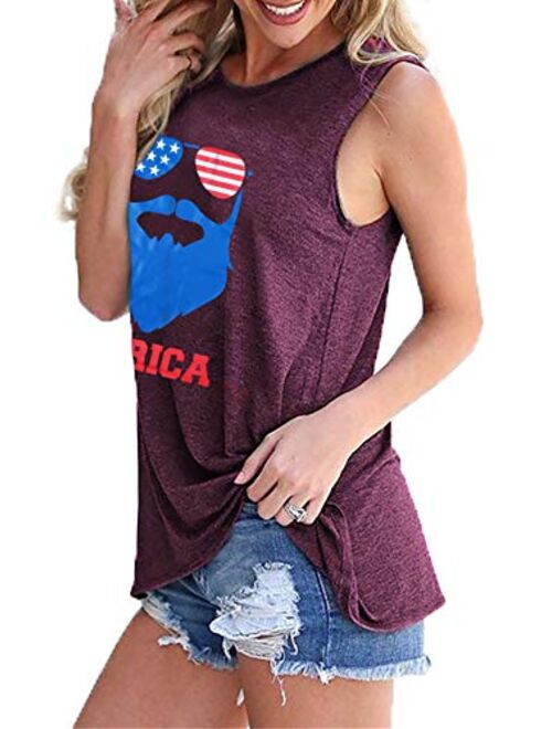 NANYUAYA Womens USA Flag Print Tank Top Stars Striped Graphic Sleeveless Shirts 4th of July Patriotic Tee Tops