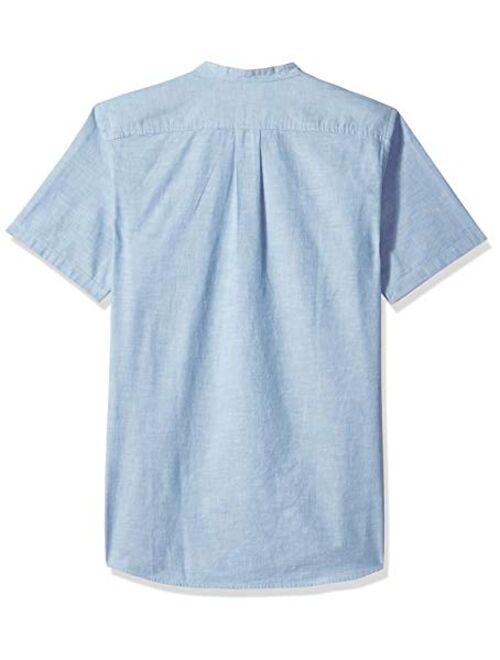 Goodthreads Men's Slim-Fit Short-Sleeve Band-Collar Chambray Shirt
