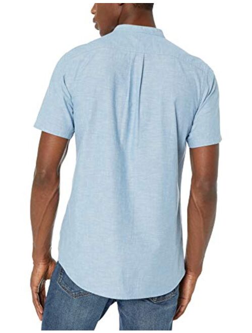 Goodthreads Men's Slim-Fit Short-Sleeve Band-Collar Chambray Shirt