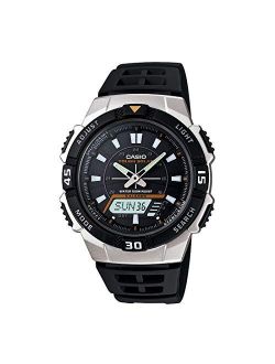 Men's AQS800W-1EV Black Resin Quartz Watch with Black Dial