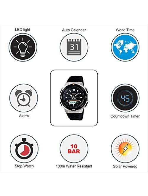 Casio Men's AQS800W-1EV Black Resin Quartz Watch with Black Dial