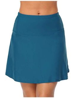 Women's High Waisted Swim Bottom Athletic Swimsuits Tankini Skirt with Panty