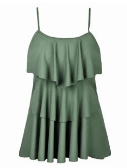 Women's Ruffled Flounce Tankini Top Flowy Layered Swimsuits Bathing Suits Tiered Swim Tops